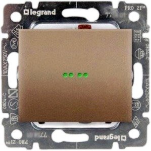Фото Legrand Valena 696822 Выключатель 1-клавишный (10 А, под рамку, с/у, с подсветкой, бронза)