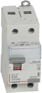 Фото Legrand DX3 411556 Выключатель дифференциального тока двухполюсный 63А 0.03А (тип А)