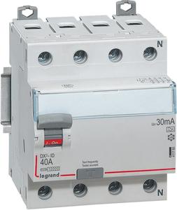 Фото Legrand DX3 411760 Выключатель дифференциального тока четырехполюсный 40А 0.03А (тип А)