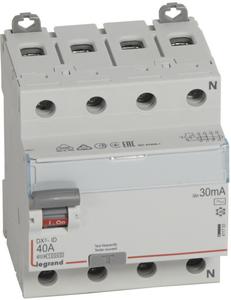 Фото Legrand DX3 411703 Выключатель дифференциального тока четырехполюсный 40А 0.03А (тип AC)