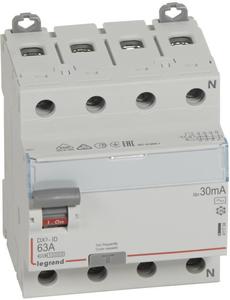 Фото Legrand DX3 411704 Выключатель дифференциального тока четырехполюсный 63А 0.03А (тип AC)