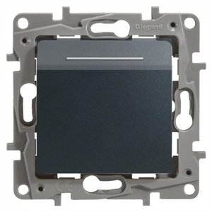 Фото Legrand Etika 672693 Выключатель 1-клавишный (2 А, под рамку, с/у, с подсветкой, антрацит)