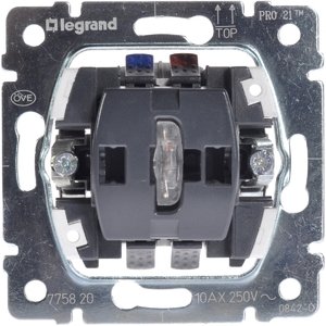 Фото Legrand Valena 775820 Переключатель одноклавишный (10 А, IP21, индикация, под рамку, с/у, серый)
