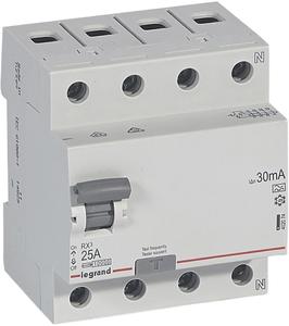 Фото Legrand RX3 402074 Выключатель дифференциального тока четырехполюсный 25А 0.03А (тип А)