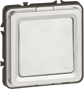 Фото Legrand Soliroc 077821 Переключатель одноклавишный (10 А, IP55, под рамку, хром)
