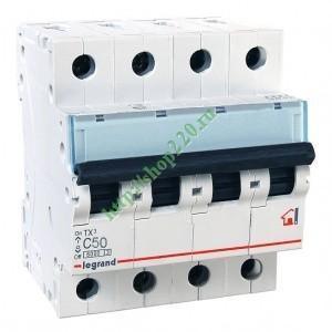 Фото Legrand TX3 404075 Автоматический выключатель четырехполюсный 50А (6 кА, C)