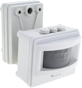 Фото EKF dd-ms-01-w Датчик движения ИК на прожектор (1200 Вт, 120 °, дальность 12 м, в сборе, настенный, IP44, белый)