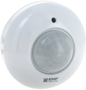 Фото EKF dd-ms-20B Датчик движения ИК (1200 Вт, 360 °, дальность 6 м, в сборе, потолочный, IP20, белый)