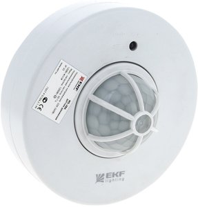 Фото EKF dd-ms-28A Датчик движения ИК (1200 Вт, 360 °, дальность 8 м, в сборе, потолочный, IP20, белый)
