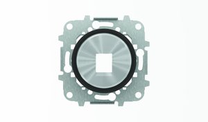 Фото ABB Sky Moon 2CLA861810A1501 Крышка розетки телефонной/компьютерной (RJ12/RJ45, хром/черное стекло)