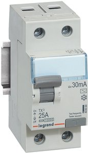 Фото Legrand TX3 403000 Выключатель дифференциального тока двухполюсный 25А 30мА (тип AC)