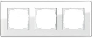 Фото Gira Esprit Glass C 0213512 Рамка 3-постовая (белое стекло)