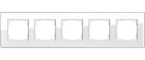 Фото Gira Esprit Glass C 0215512 Рамка 5-постовая (белое стекло)