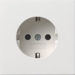 Фото Gira F100 0188112 Розетка SCHUKO с заземляющим контактом (16 А, под рамку, скрытая установка, белая глянцевая)