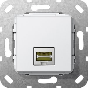 Фото Gira System55 569503 Розетка компьютерная переходник (RJ45, под рамку, скрытая установка, белая глянцевая)
