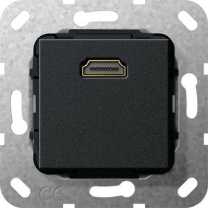 Фото Gira System55 566910 Розетка HDMI переходник (HDMI, под рамку, скрытая установка, черная матовая)