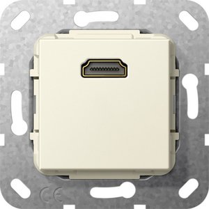 Фото Gira System55 566901 Розетка HDMI переходник (HDMI, под рамку, скрытая установка, кремовая глянцевая)