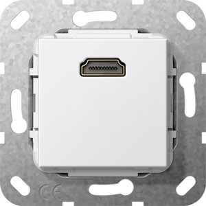 Фото Gira System55 566903 Розетка HDMI переходник (HDMI, под рамку, скрытая установка, белая глянцевая)