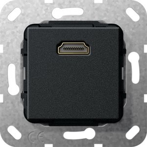 Фото Gira System55 567010 Розетка HDMI (HDMI, под рамку, скрытая установка, черная матовая)