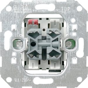 Фото Gira System55 015900 Выключатель жалюзи двухклавишный (10 А, с фиксацией, механизм, скрытая установка)