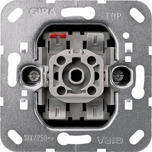 Фото Gira System55 015100 Кнопка Н.О. одноклавишная (10 А, с возм. подсветки, механизм, скрытая установка)