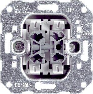 Фото Gira System55 010800 Переключатель двухклавишный (10 А, механизм, скрытая установка)