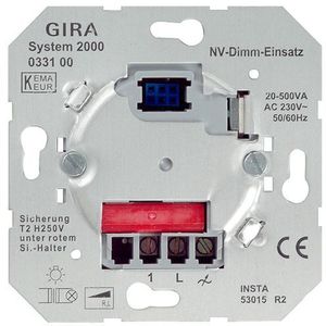 Фото Gira 033100 Диммер низковольтный (20-500 Вт, механизм, скрытая установка)