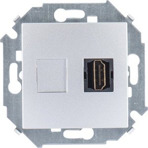 Фото Simon Simon 15 1591407-033 Розетка HDMI (HDMI, тип А, под рамку, скрытая установка, алюминий)