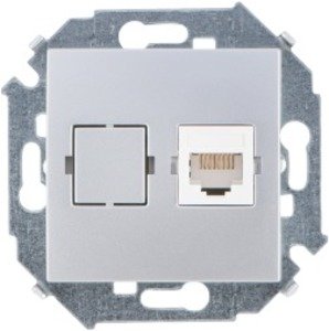 Фото Simon Simon 15 1591598-033 Розетка компьютерная (RJ45, cat.5e, под рамку, скрытая установка, алюминий)