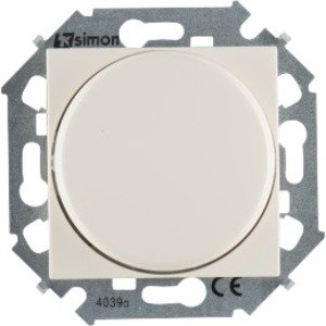 Фото Simon Simon 15 1591790-031 Светорегулятор роторный электронный проходной (R+L, 20-500 Вт, под рамку, скрытая установка, слоновая кость)