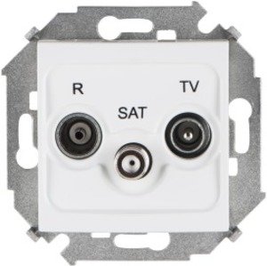 Фото Simon Simon 15 1591466-030 Розетка телевизионная (R+TV+SAT, под рамку, скрытая установка, белая)