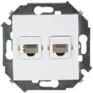 Фото Simon Simon 15 1591593-030 Розетка компьютерная (2хRJ45, под рамку, скрытая установка, белая)