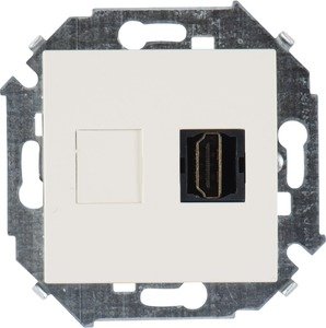 Фото Simon Simon 15 1591407-031 Розетка HDMI (HDMI, тип А, под рамку, скрытая установка, слоновая кость)