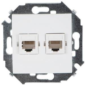 Фото Simon Simon 15 1591552-031 Розетка компьютерная (2хRJ45, cat.5e, AMP, под рамку, скрытая установка, слоновая кость)