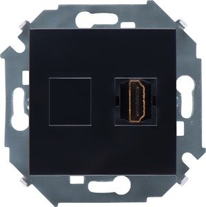 Фото Simon Simon 15 1591407-032 Розетка HDMI (HDMI, тип А, под рамку, скрытая установка, черный глянец)