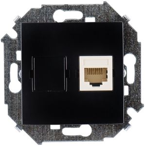 Фото Simon Simon 15 1591551-032 Розетка компьютерная (RJ45, cat.5e, AMP, под рамку, скрытая установка, черный глянец)