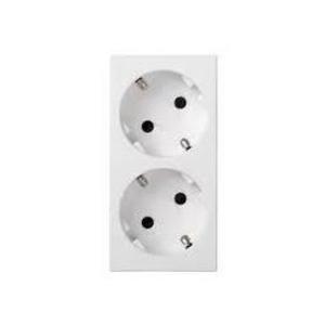 Фото Simon 500 Cima 50000472-030 Розетка двойная (зажим+винт., 16 А, з/к, шторки, под рамку, скрытая установка, белая)