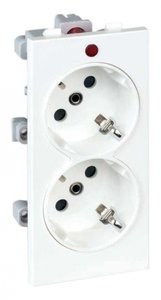 Фото Simon Connect S1-9 Розетка S-модуль двойная (16 А, з/к, под рамку, скрытая установка, белая)