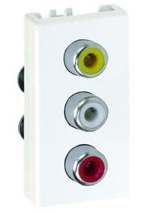 Фото Simon Connect K105B-9 Розетка AV (1 модуль, 3хRCA, под рамку, скрытая установка, белая)