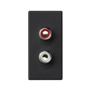 Фото Simon Connect K101B-14 Розетка AV (1 модуль, 2хRCA, под рамку, скрытая установка, графит)