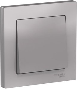 Фото Schneider Electric AtlasDesign ATN000312 Выключатель одноклавишный (10 А, в сборе, скрытая установка, алюминий)