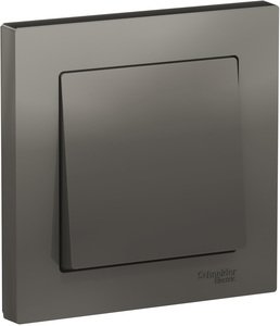 Фото Schneider Electric AtlasDesign ATN000912 Выключатель одноклавишный (10 А, в сборе, скрытая установка, сталь)