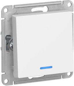 Фото Schneider Electric AtlasDesign ATN000113 Выключатель одноклавишный (10 А, под рамку, подсветка, скрытая установка, белый)