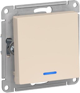 Фото Schneider Electric AtlasDesign ATN000213 Выключатель одноклавишный (10 А, под рамку, подсветка, скрытая установка, бежевый)