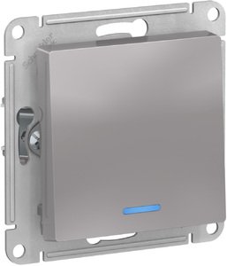 Фото Schneider Electric AtlasDesign ATN000313 Выключатель одноклавишный (10 А, под рамку, подсветка, скрытая установка, алюминий)