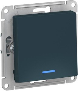 Фото Schneider Electric AtlasDesign ATN000813 Выключатель одноклавишный (10 А, под рамку, подсветка, скрытая установка, изумруд)