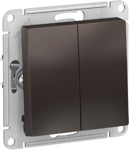 Фото Schneider Electric AtlasDesign ATN000651 Выключатель двухклавишный (10 А, под рамку, скрытая установка, мокко)
