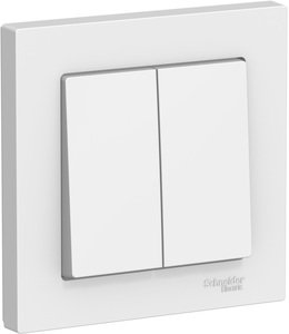 Фото Schneider Electric AtlasDesign ATN000152 Выключатель двухклавишный (10 А, в сборе, скрытая установка, белый)
