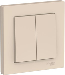 Фото Schneider Electric AtlasDesign ATN000252 Выключатель двухклавишный (10 А, в сборе, скрытая установка, бежевый)