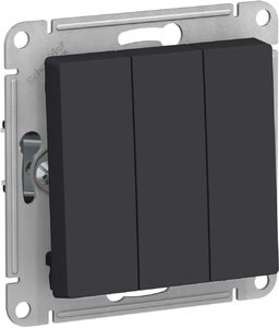 Фото Schneider Electric AtlasDesign ATN001031 Выключатель трехклавишный (10 А, под рамку, скрытая установка, карбон)